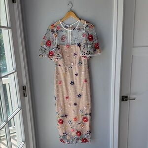 Just Me Floral Embroidered Midi Dress
